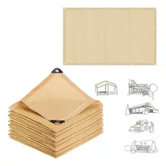 KUANGYE - Toldo Vela Sombreadora Malla 90% Sombra 4x5M Rectangular Beige