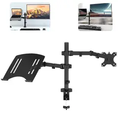 GENERICO - Soporte de Monitor Doble Brazo con Base de Escritorio para NotebookPC