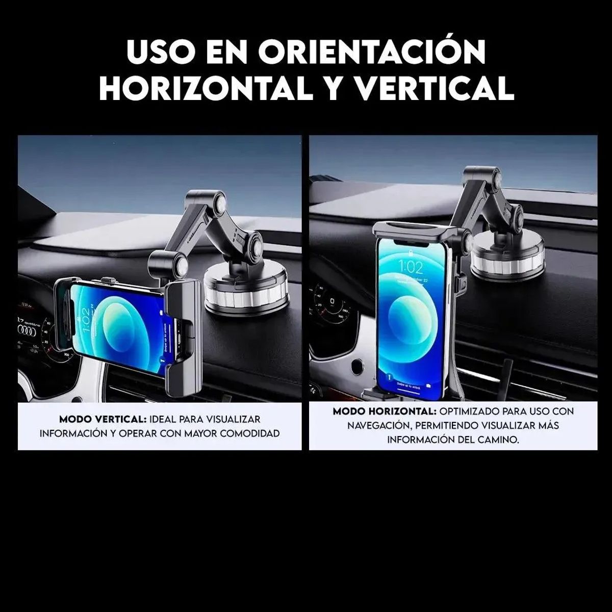 KUANGYE - Soporte De Celular Y Tablet Coche Ventosa 360° Ajustable