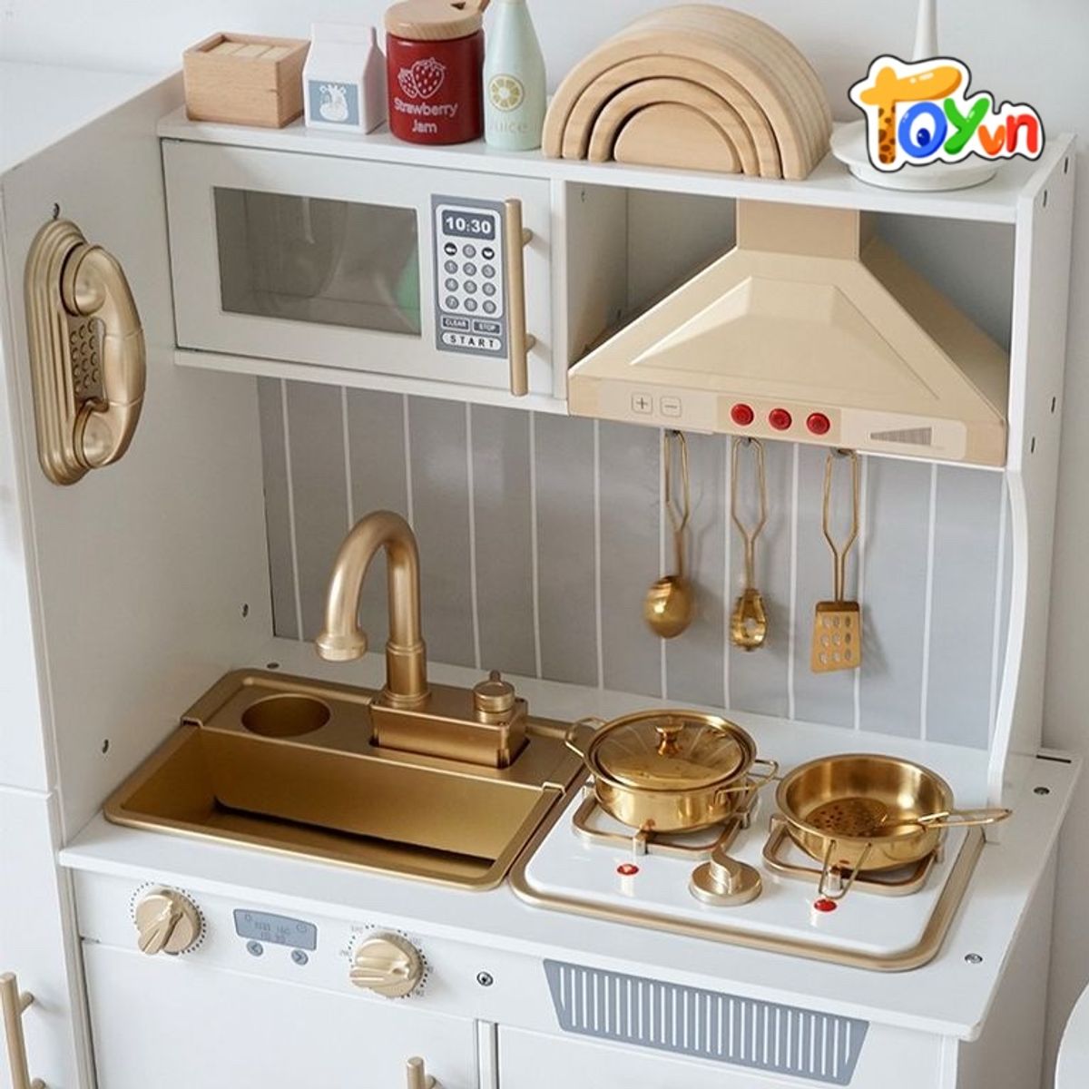 TOYUN TOYUN - Cocina Infantil De Madera Juguetes Blanco Con Luces Y Agua