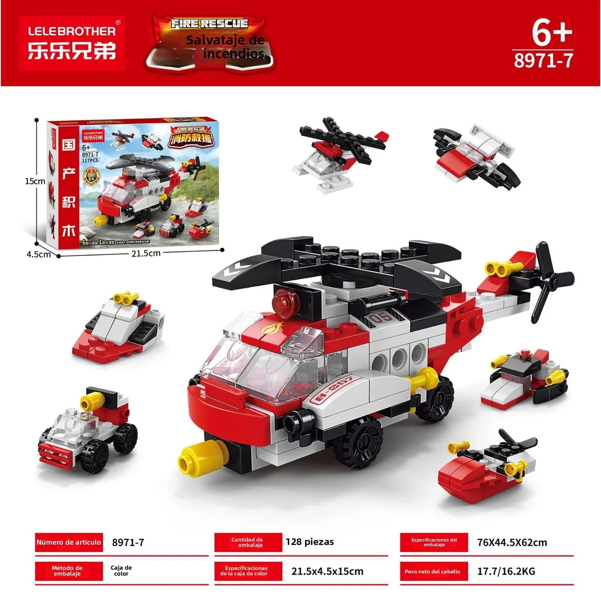 TIOZONEY - Juguete para Niños Helicóptero Bombero Armable