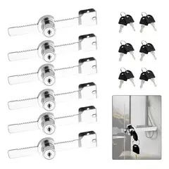 DEKANO - Chapa Cerradura De Vitrina - 6 Unidades de Cerraduras/ 12 Llaves Incluidas