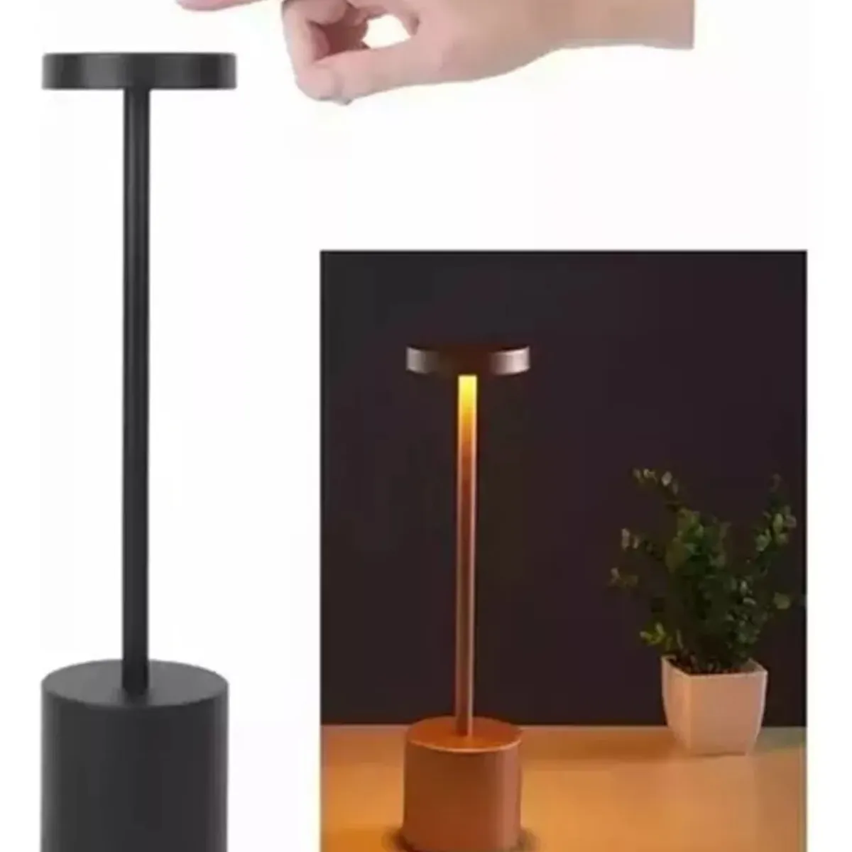 TNAKIEX - Lámpara De Mesa Recargable Lámpara Inalámbrica LED de metal-Negro