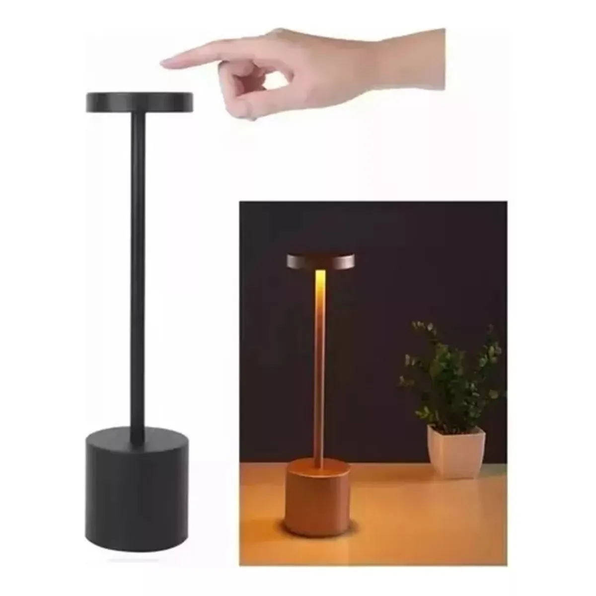 TNAKIEX - Lámpara De Mesa Recargable Lámpara Inalámbrica LED de metal-Negro