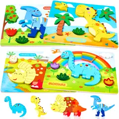 LUKOVEE - Juegos Didacticos Niños Montessori Juguete Sensorial Estimulación Motricidad Madera Dinosaurios