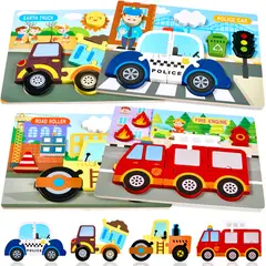 LUKOVEE - Juegos Didacticos Niños Montessori Juguete Sensorial Estimulación Motricidad Madera Coches