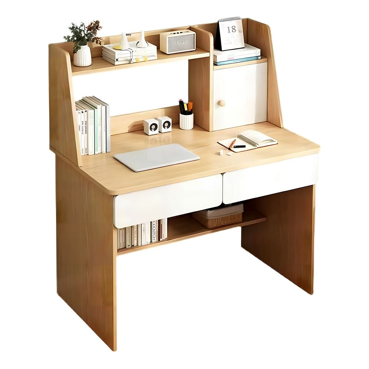 ANYHOGAR - Escritorio Con Estanteria 80x110cm Cajón Gabinete Oficina.