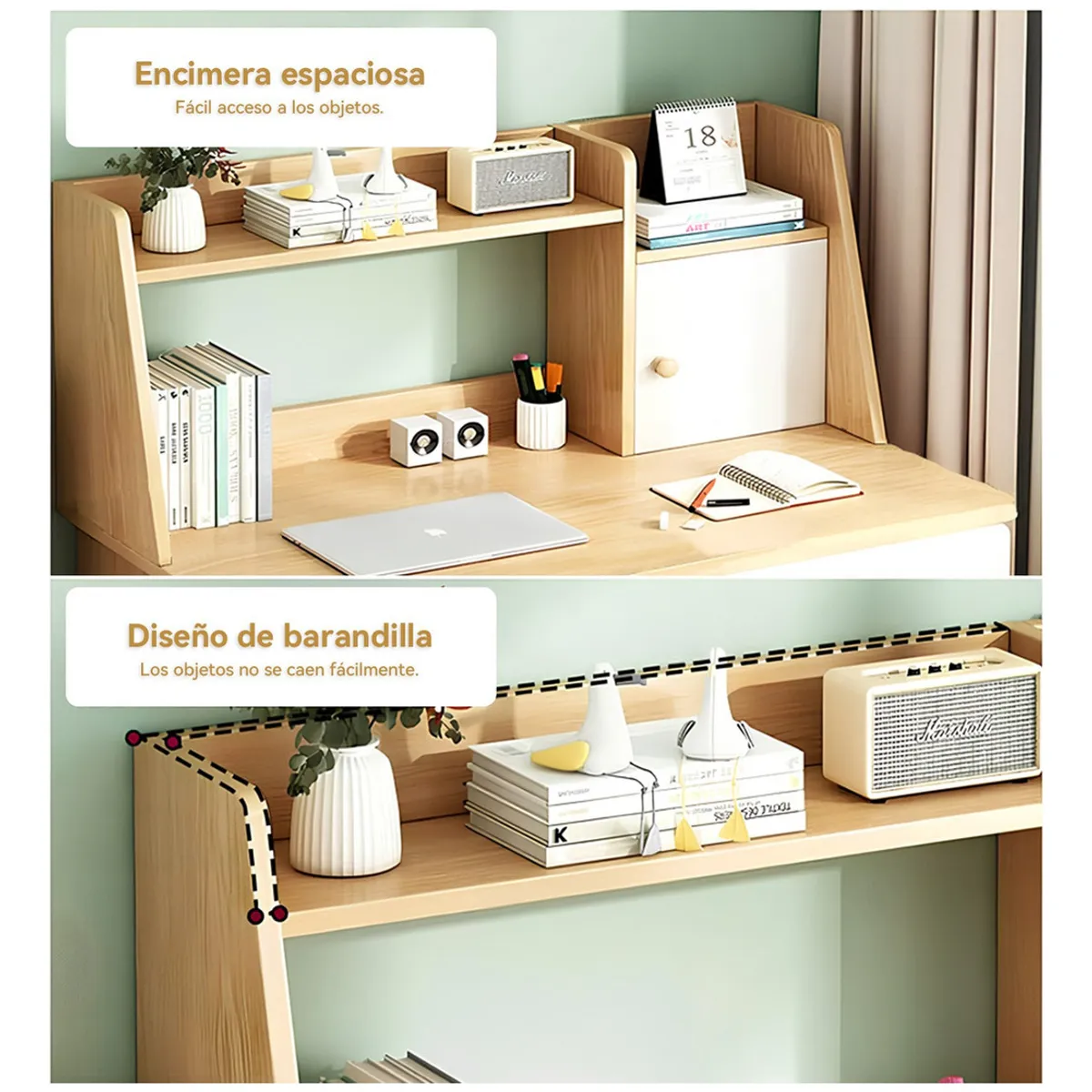 ANYHOGAR - Escritorio Con Estanteria 80x110cm Cajón Gabinete Oficina.