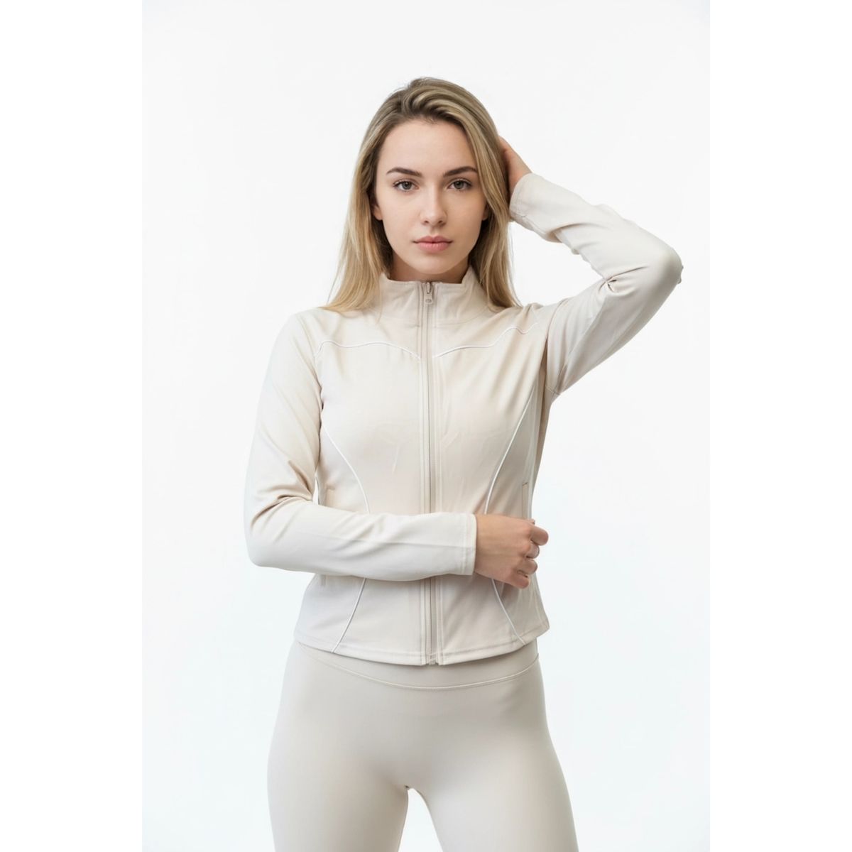 LIKE SHOP - Poleron Deportivo Mujer Ajustado Elasticado Cierre Lineas 9017