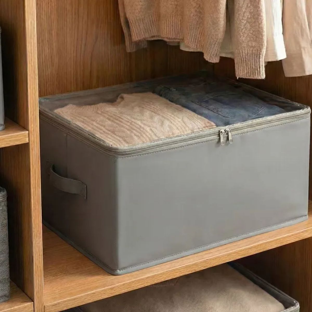 OKAY - Caja Plegable Organizadra Para Ropa Con Tapa Transparente M