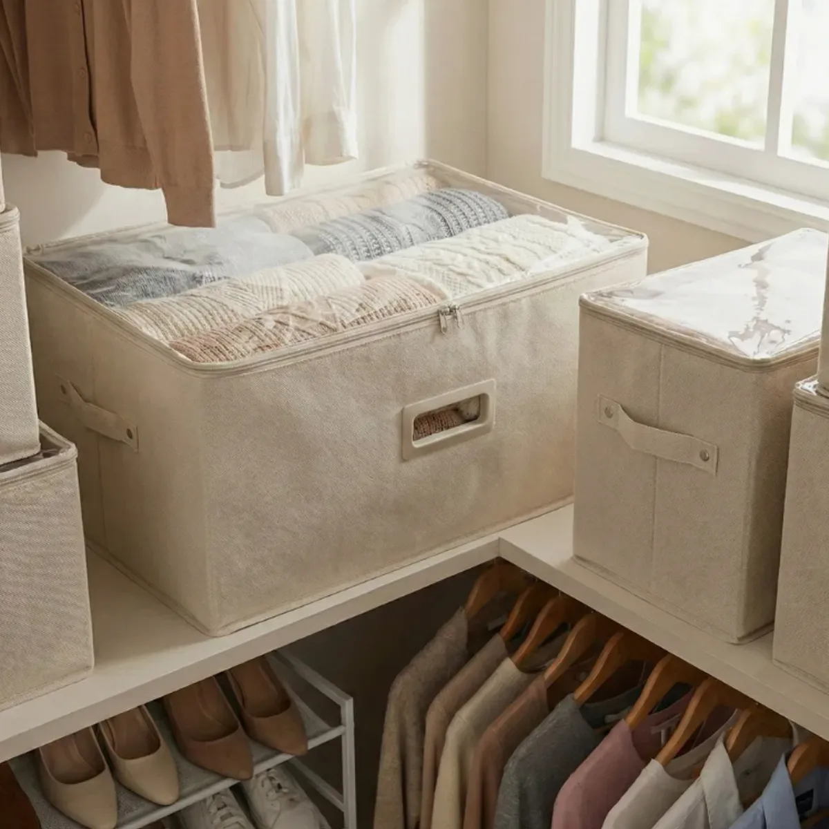 OKAY - Caja Plegable Organizadra Para Ropa Con Tapa Transparente L