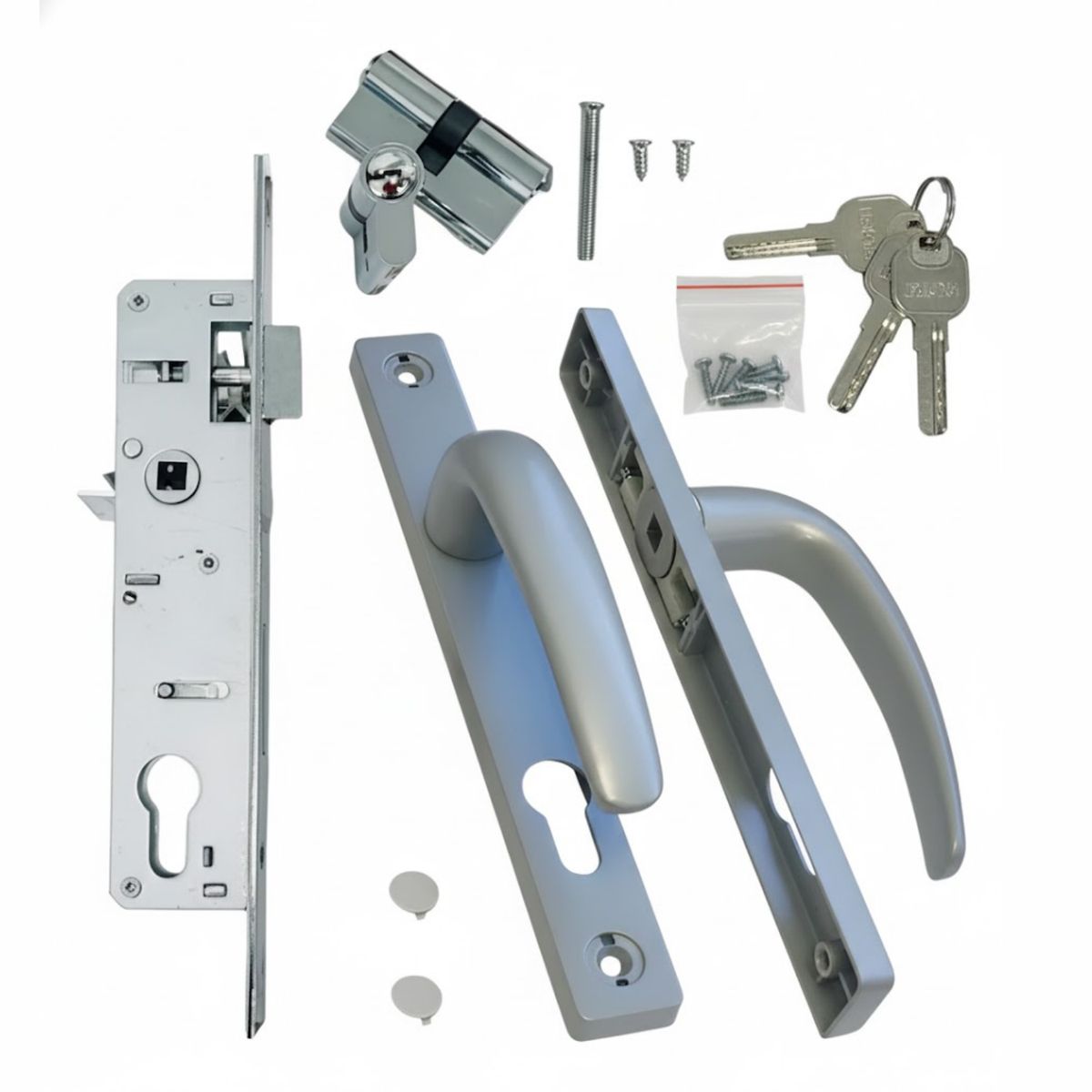GENERICO - Cerradura de Embutir - Puerta Aluminio Abatible - Doble Manilla 1 Vuelta