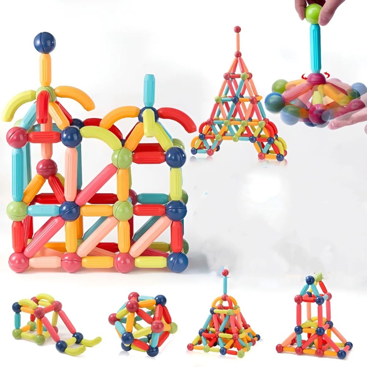 MUNDO MAGIA - 90 Unidades Bloques De Construcción Con Barra Magnética