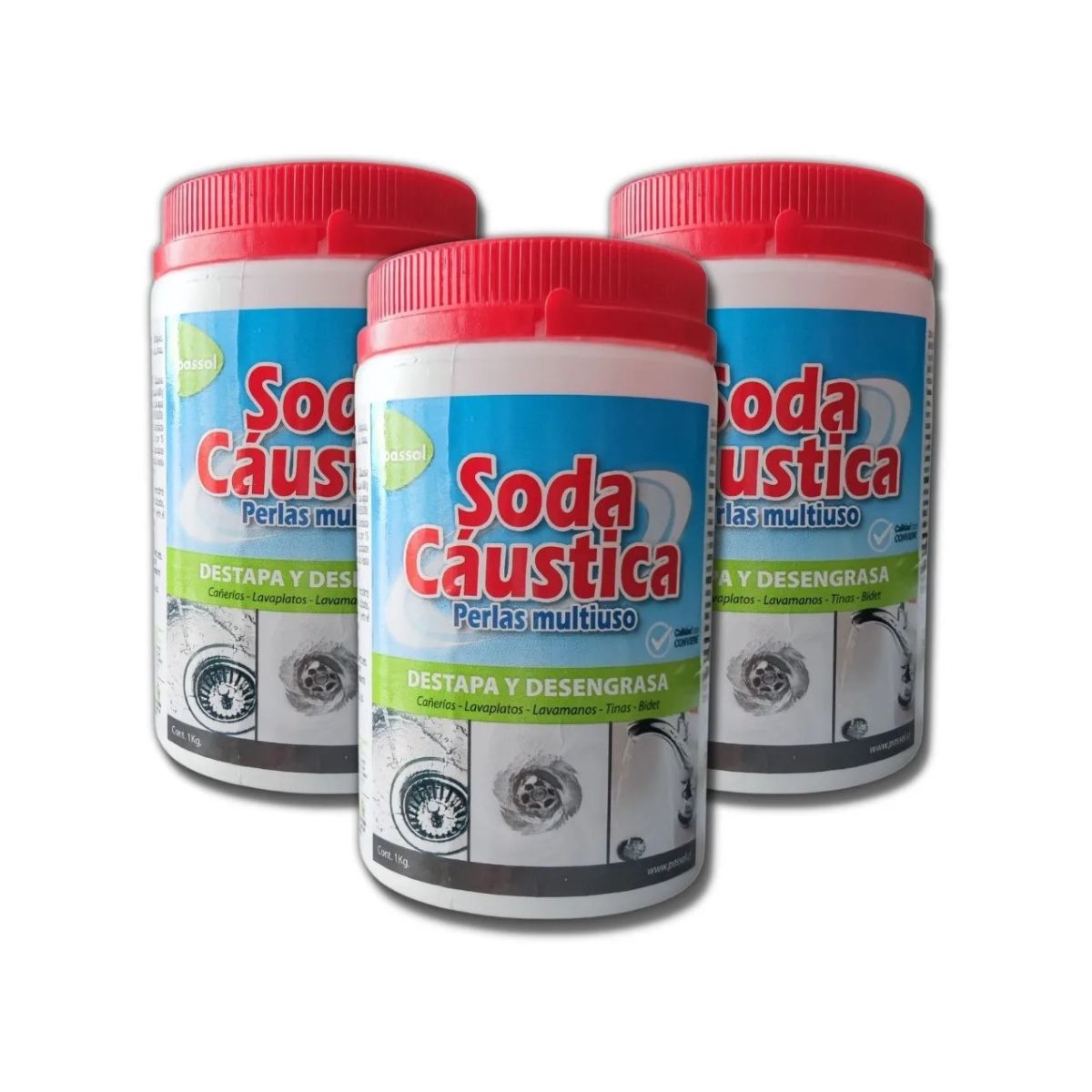 PASSOL - Pack 3kg Soda Caustica Passol