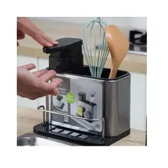 GENERICO - Dispensador De Lavalozas Jabón Y Porta Esponja Organizador Color Plateado