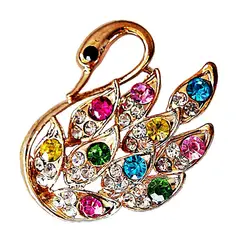 VIVAFELICIA - Broche Cisne Multicolor Dorado