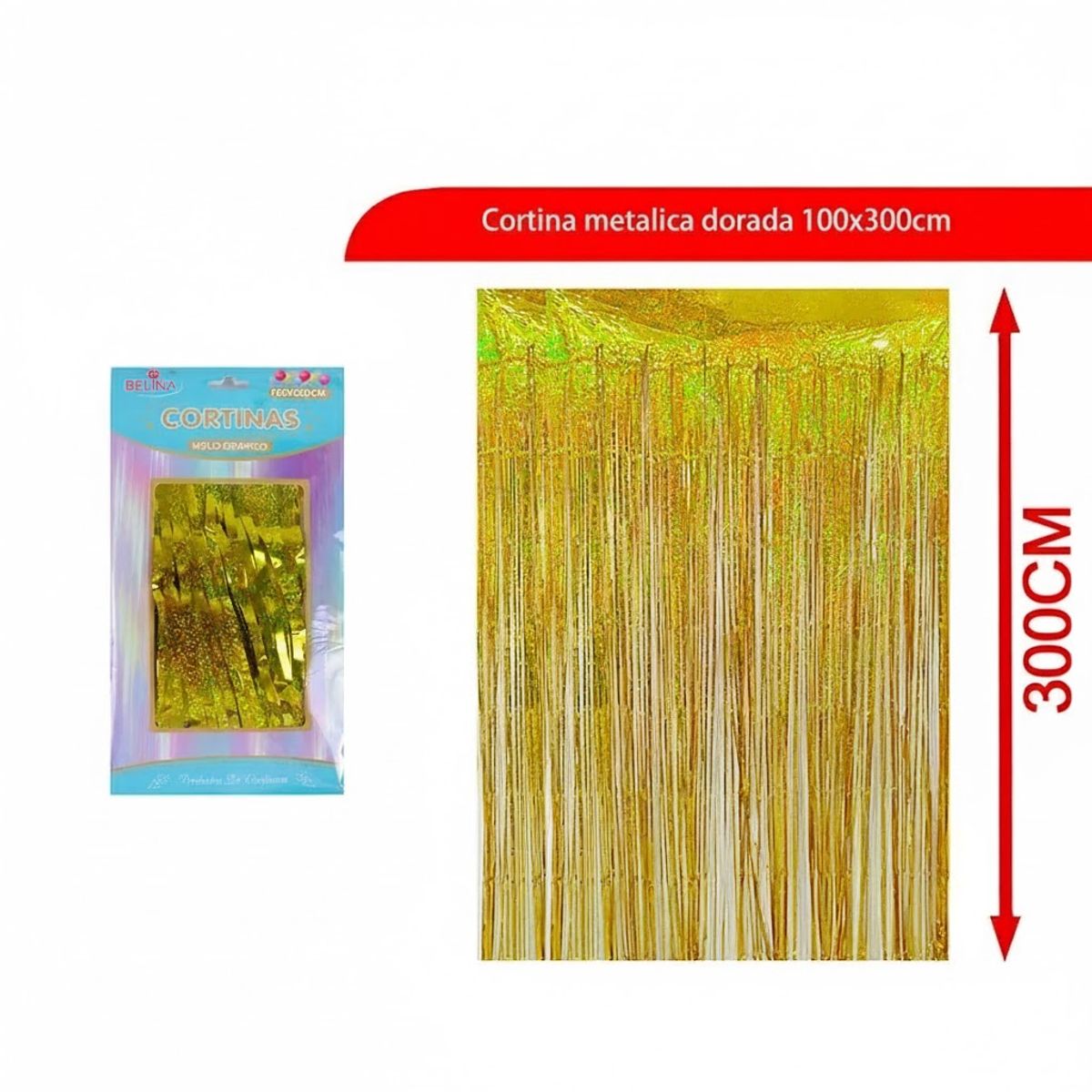 GENERICO - Cortina Metalica Dorada 100x300cm