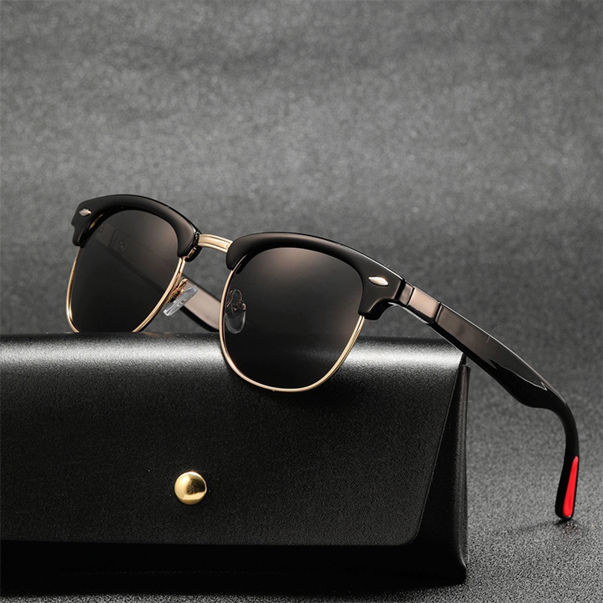 POLASUP - POLASUP LENTES Gafas de sol retro anti-UV400 con media montura de metal clásicas y elegantes