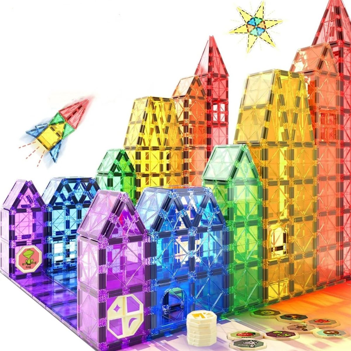 MUNDO MAGIA - 52 Pzas Juguete De Bloques De Construcción Magnético En Caja