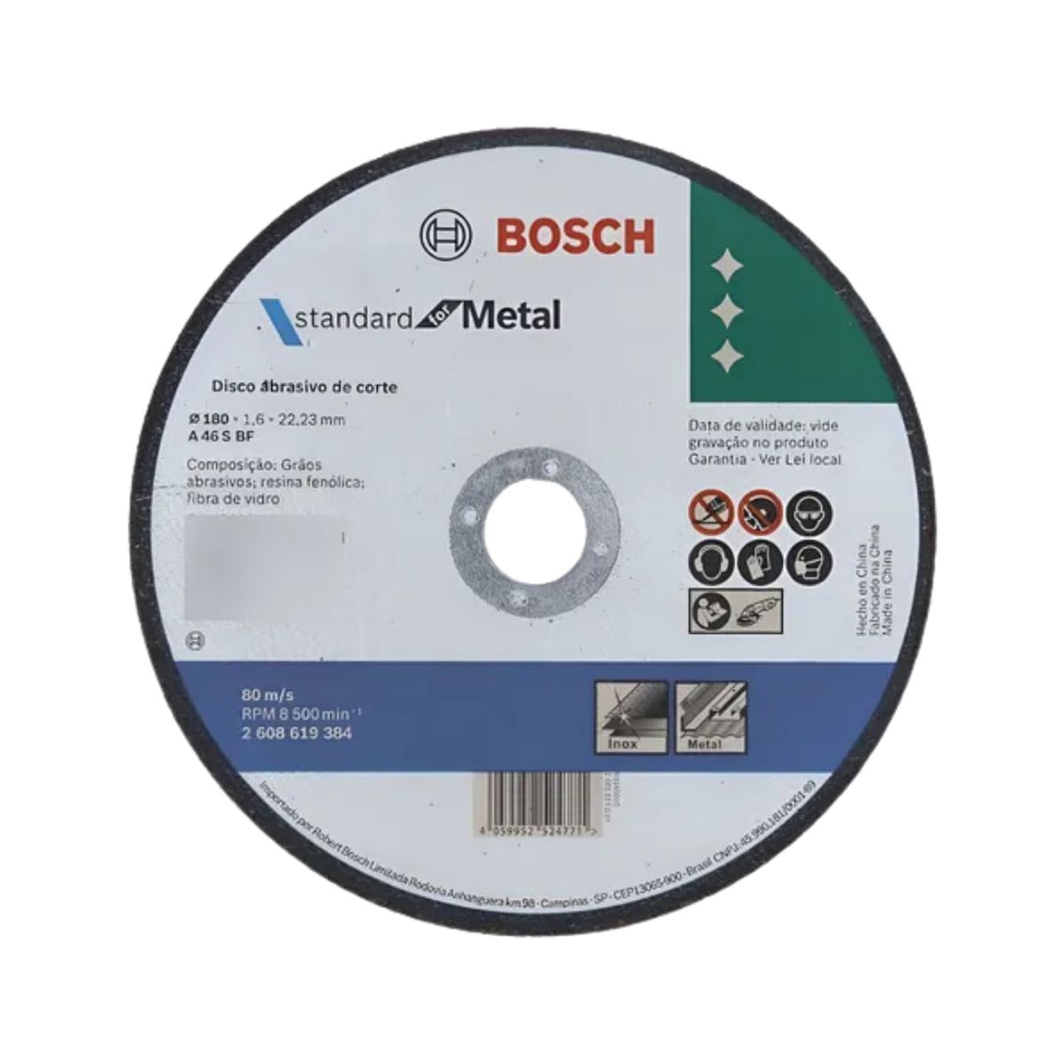 BOSCH - Pack 5 Discos De Corte Standard 180x1,6mm 7 Bosch Gris