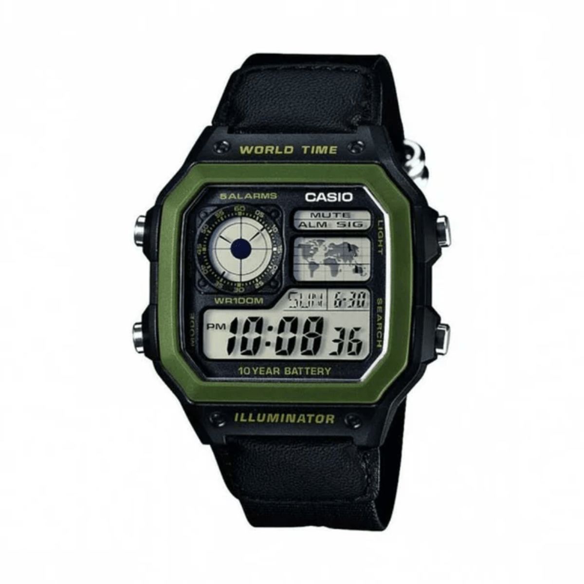 CASIO - RELOJ CASIO AE-1200WHB-1BVDF WORLD TIME VERDE HOMBRE