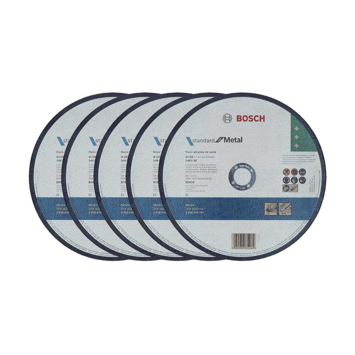BOSCH - Pack De 5 Discos De Corte Standard For Metal +inox Bosch