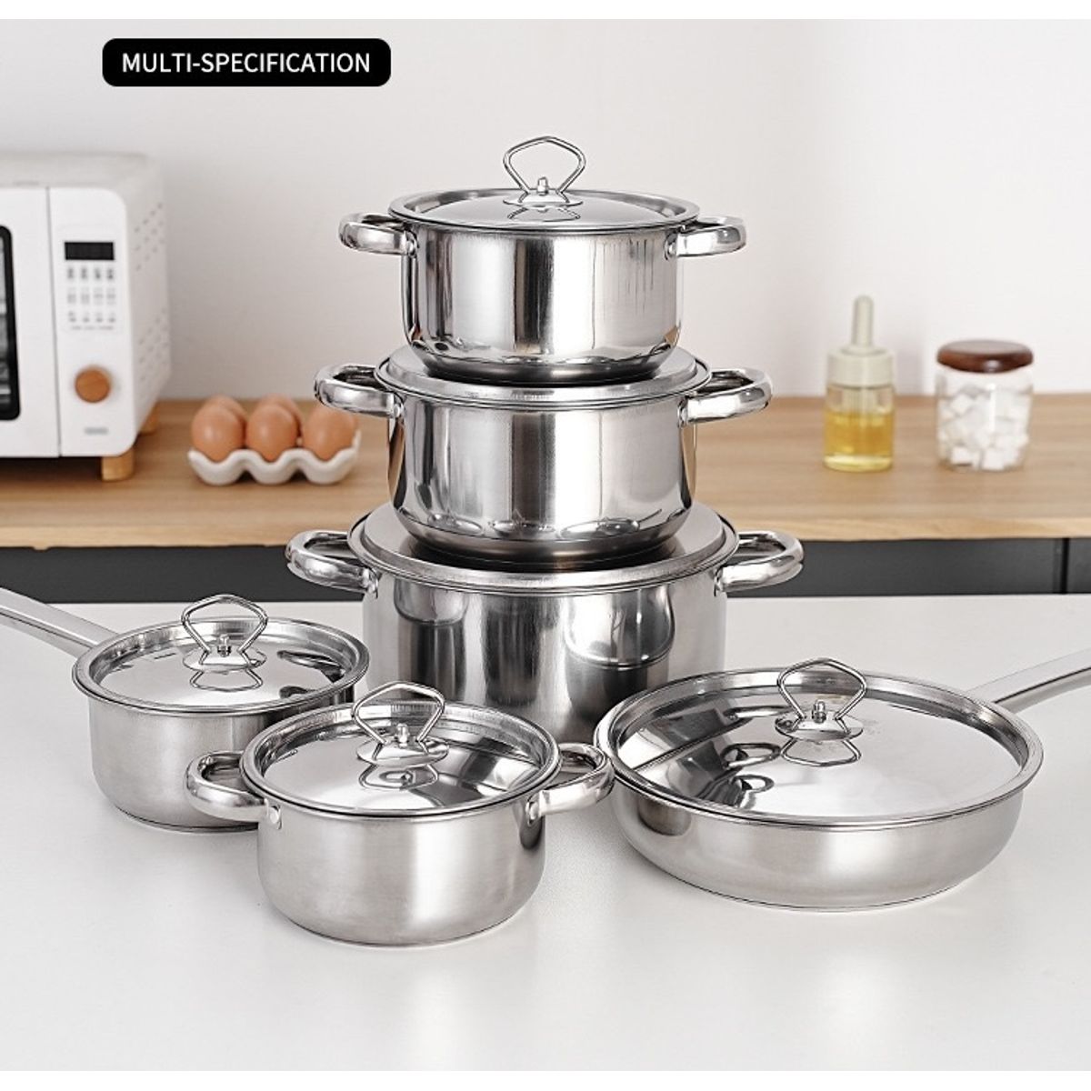 MOMO - Juego De Ollas Negras Mas Utensilios 15 Pcs Bateria