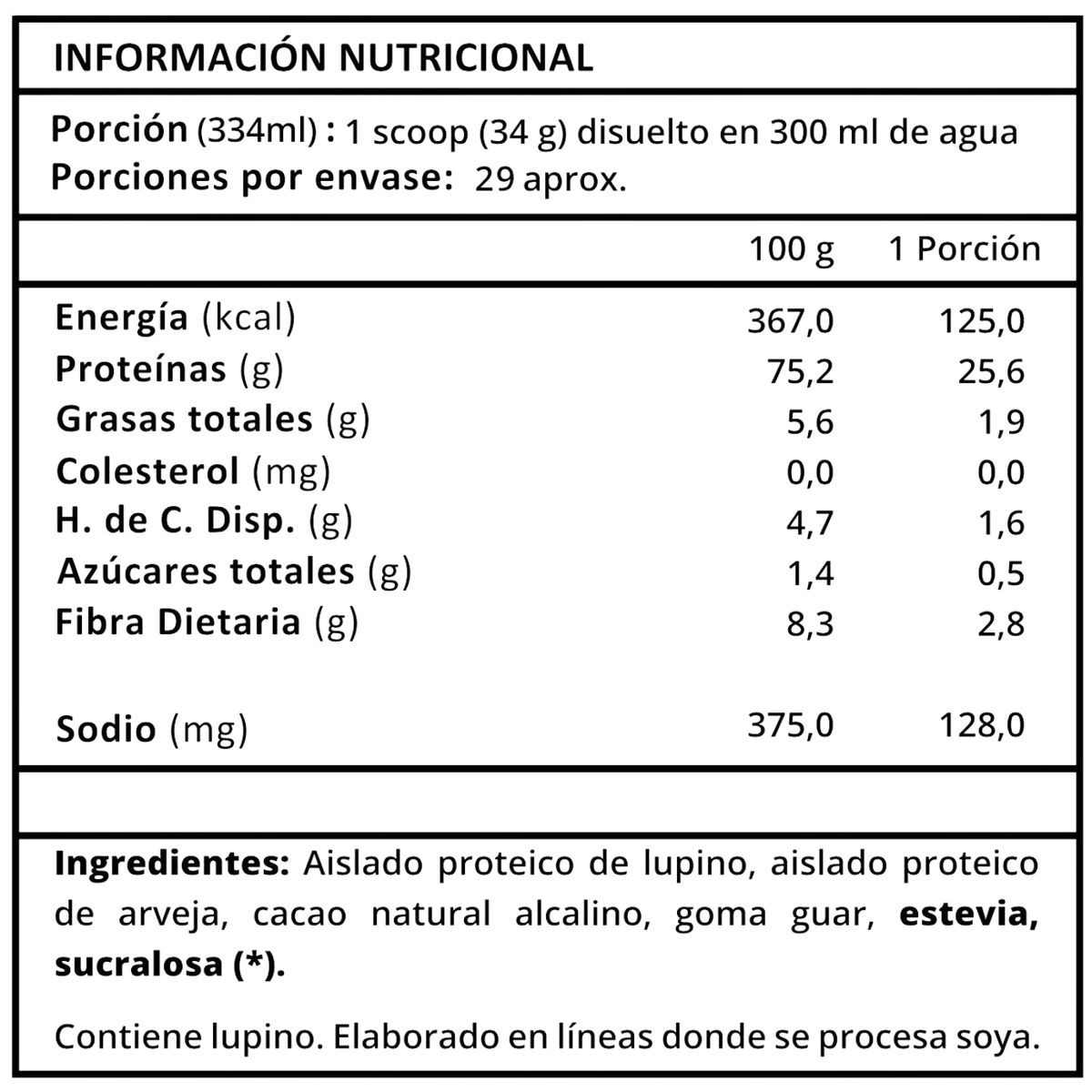 PROTE AND CO - Proteína Vegana Premium Lupino y Arveja Sabor Cacao 1 kg Sin Lactosa Prote&Co