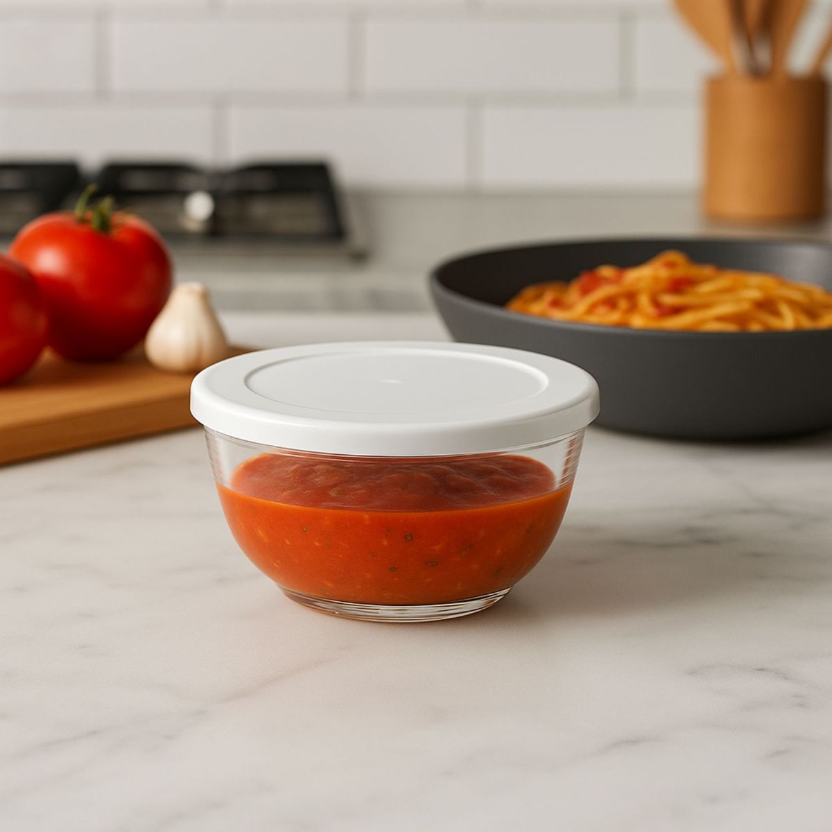 GENERICO - Set 24 Bowls Tazon Recipiente Redondo De Vidrio Con Tapa