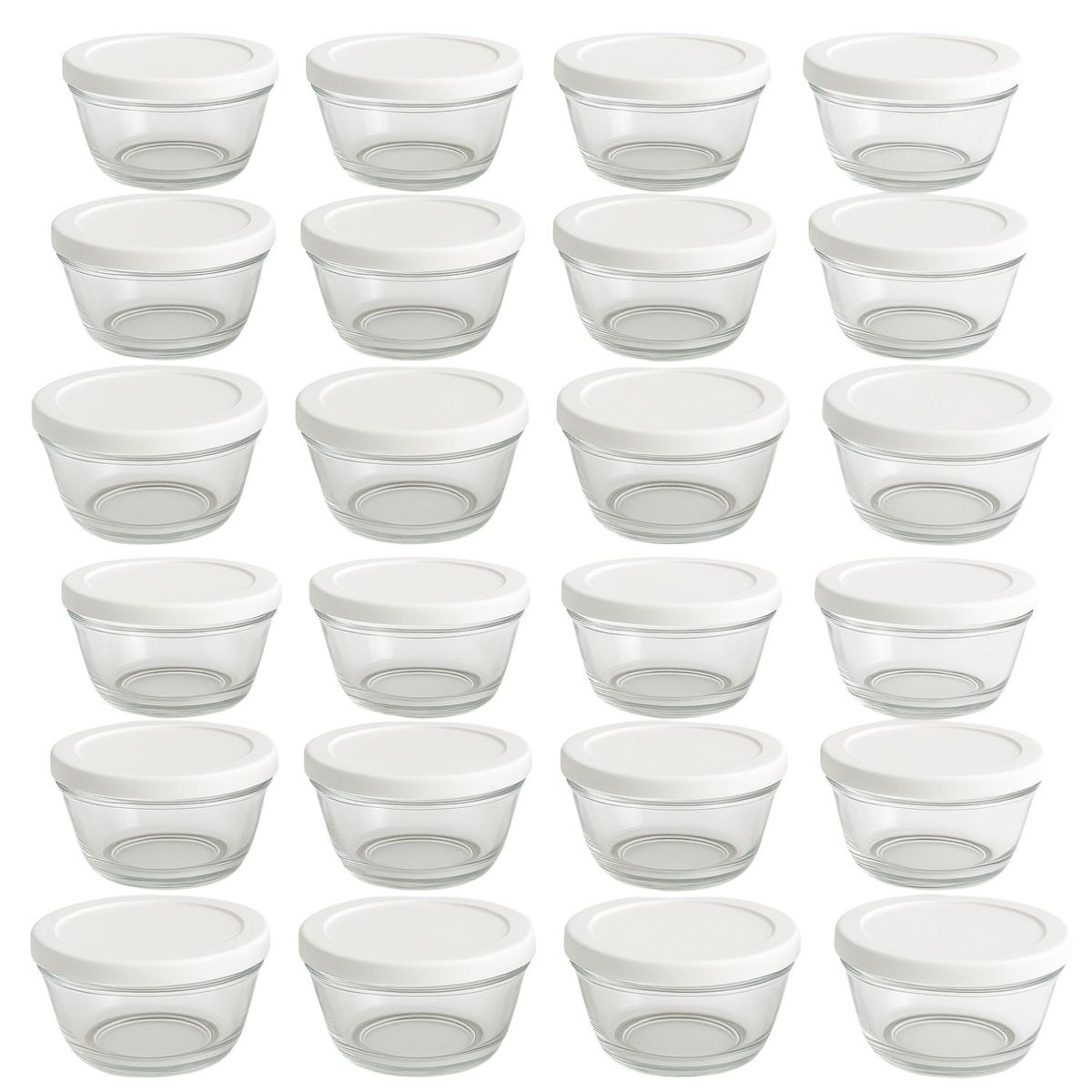 GENERICO - Set 24 Bowls Tazon Recipiente Redondo De Vidrio Con Tapa