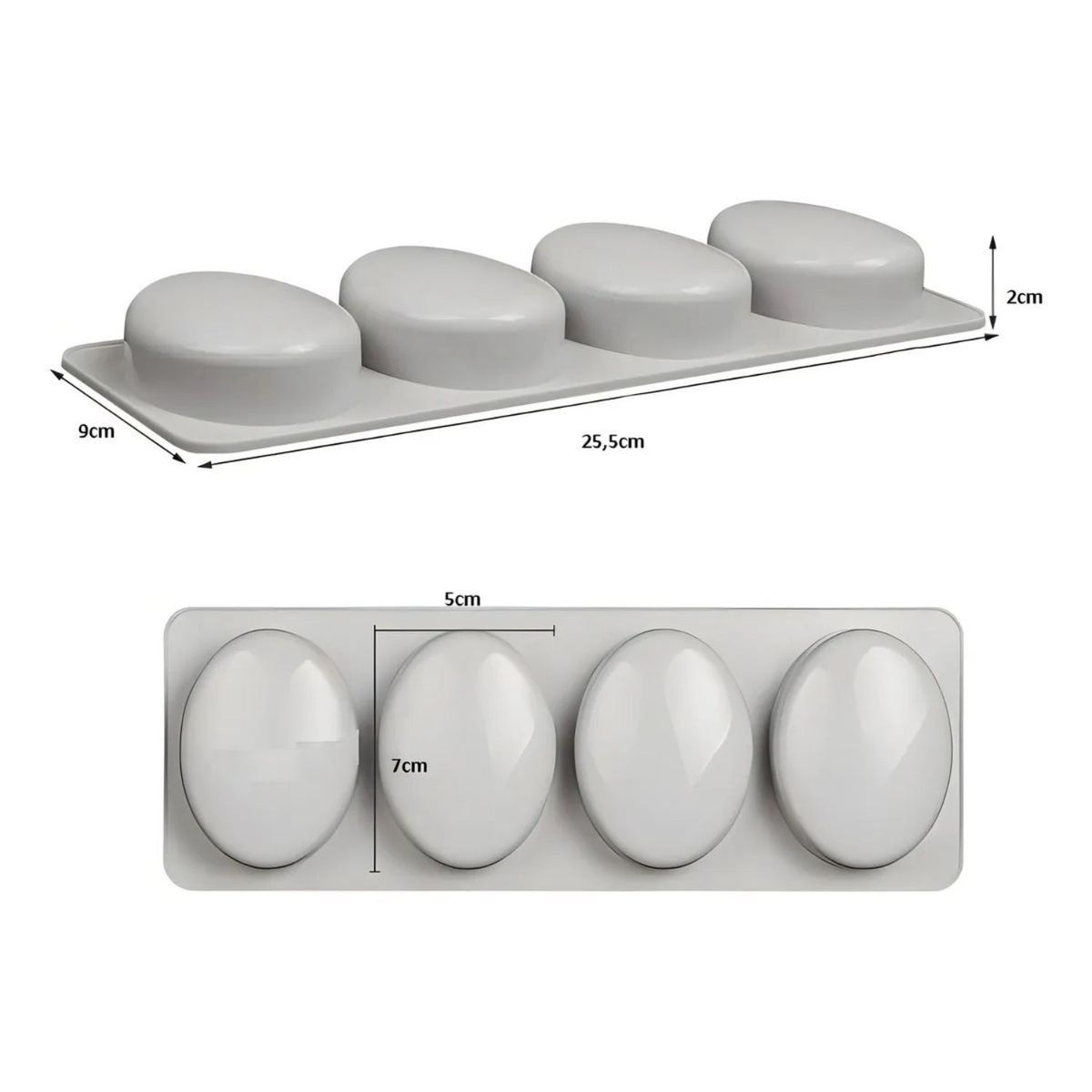 GENERICO - Moldes Silicona Jabon Ovalado Color Gris 4 Cavidades