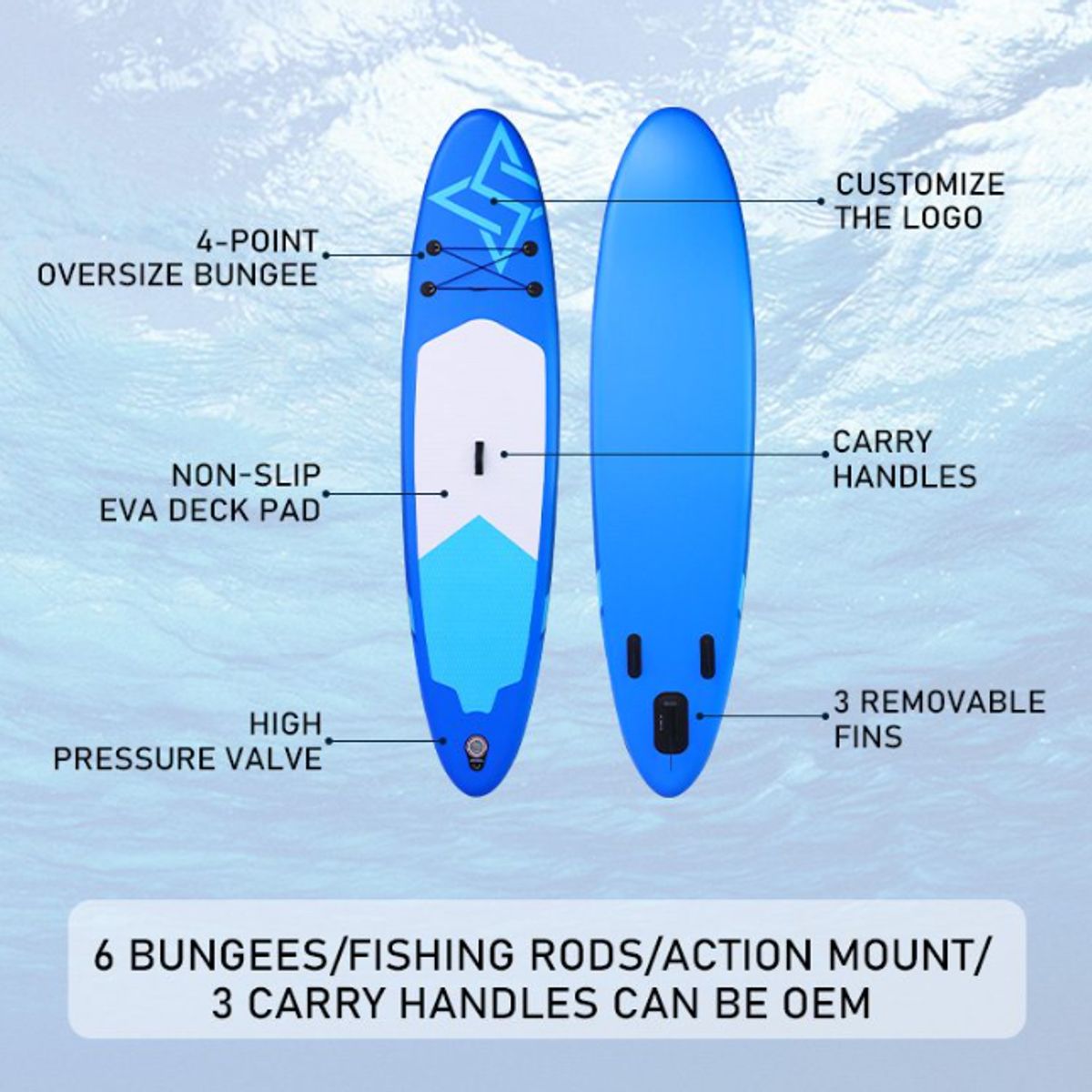 BASKO FITNESS - Stand Up Paddle Con Inflador Y Remo Azul