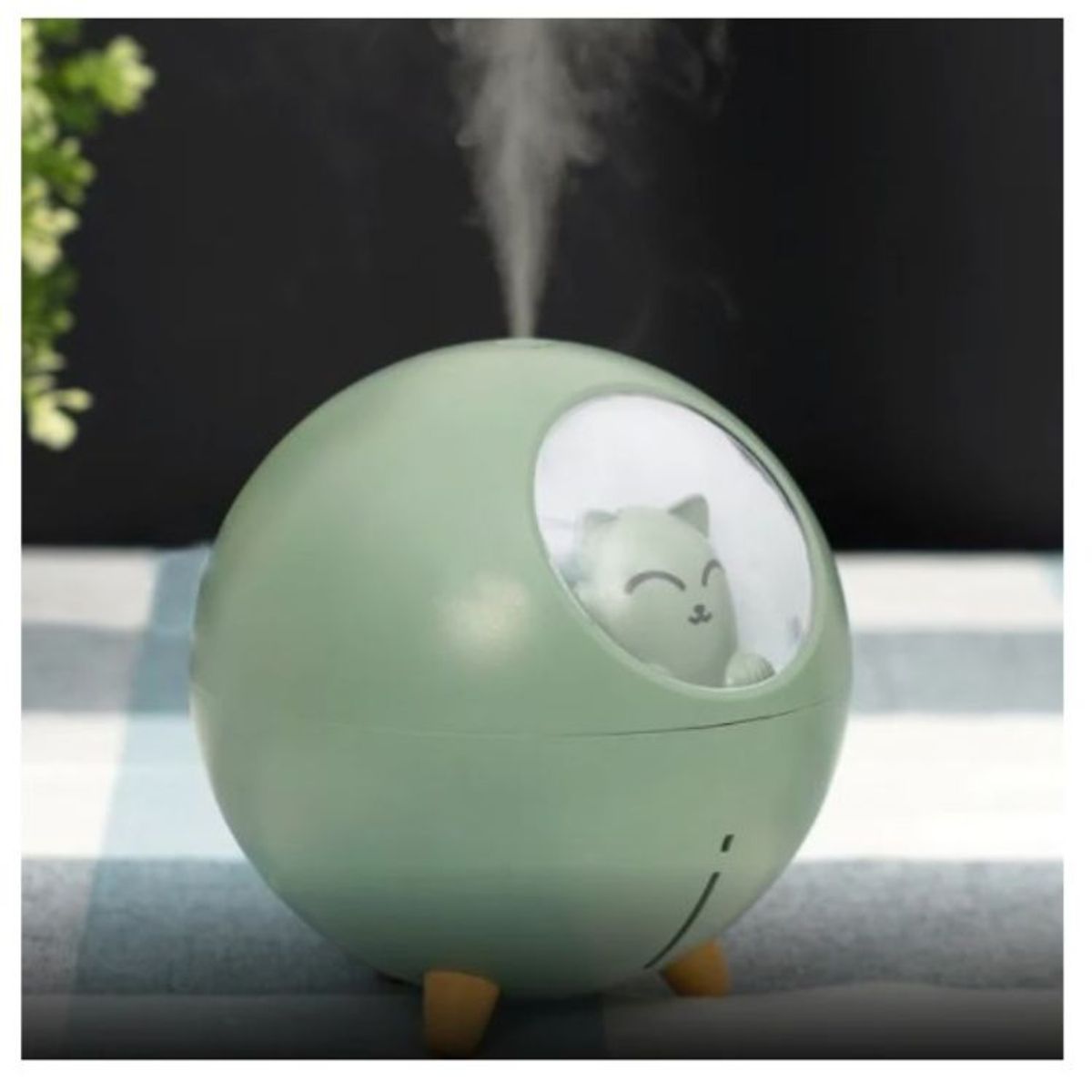 GENERICO - Humidificador Gato Lampara LED Vaporizador USB + Set Esencias 10ml