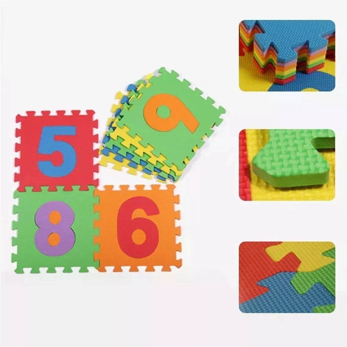 GENERICO - Alfombra goma eva 10 cuadros 30x30cm cada pieza de los numeros para bebes y niños