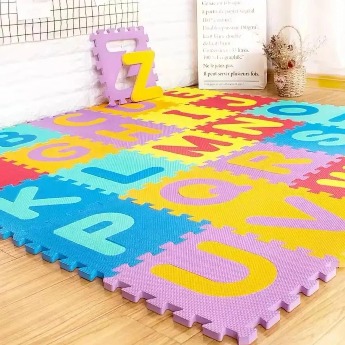 GENERICO - Alfombra goma eva 10 cuadros 30x30cm cada pieza de las letras para bebes y niños
