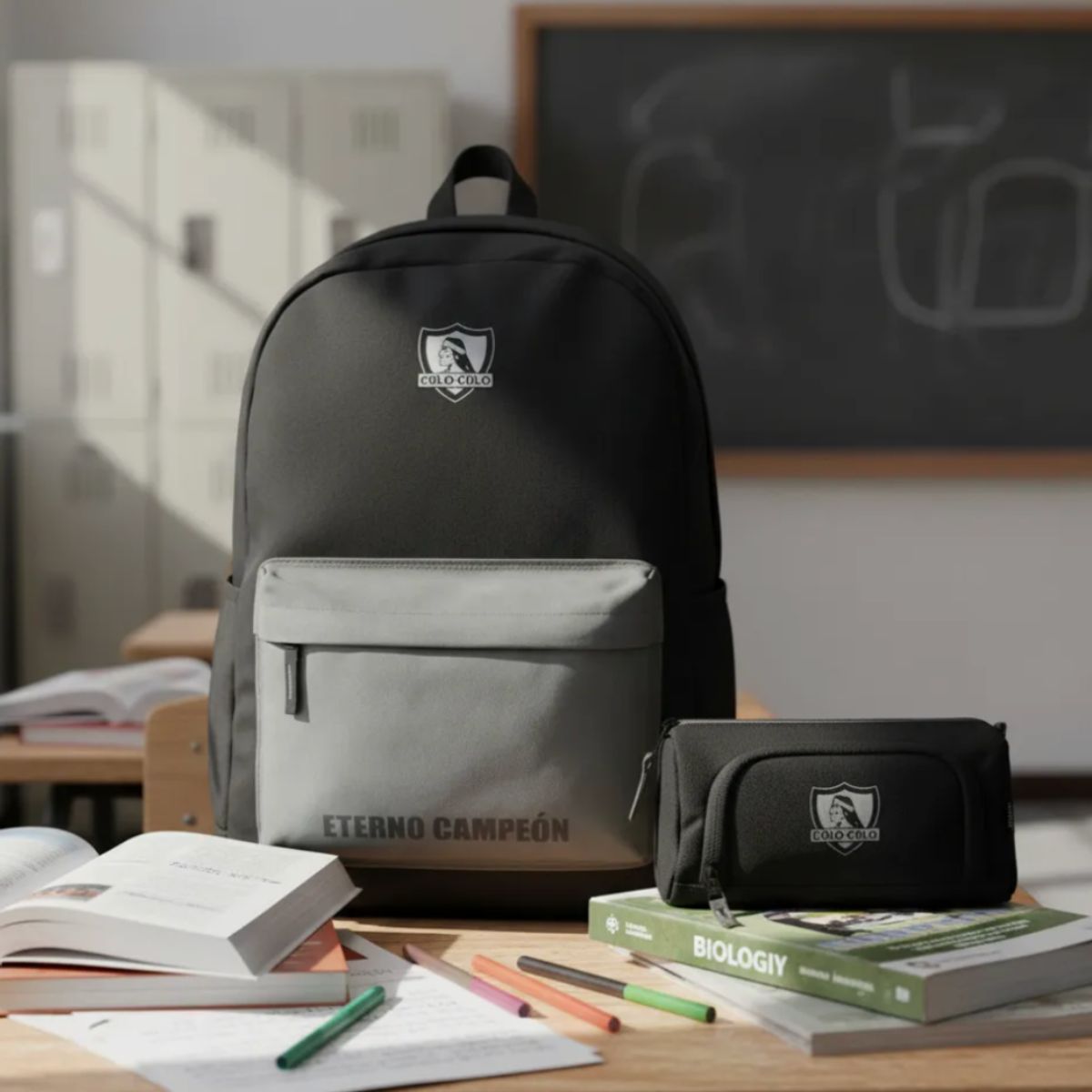 MOOSE - Pack Escolar de Mochila y Estuche Colo Colo