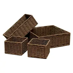 HD HOGAR SPA - Juego De 4 Cestas De Almacenamiento Canasta Decorativo