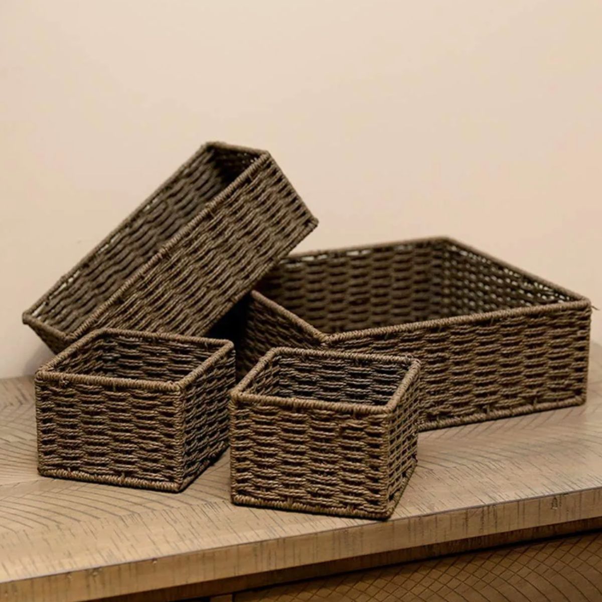 OKAY - Juego De 4 Cestas De Almacenamiento Canasta Decorativo