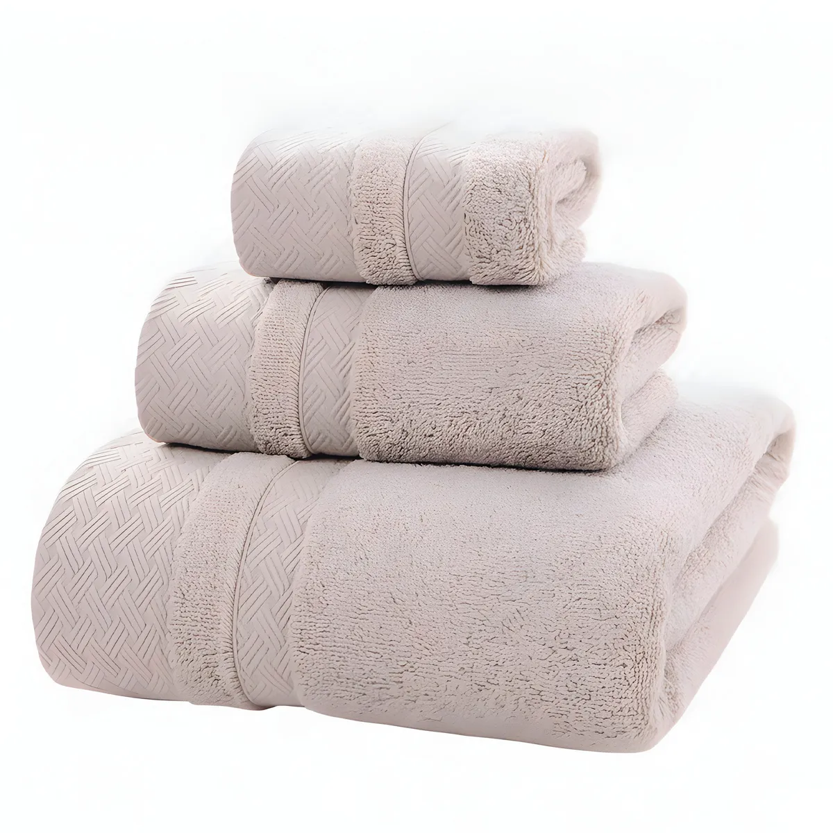 GENERICO - Juego 3 Toallas Algodón Absorbente Beige Tamaños Cuadrados