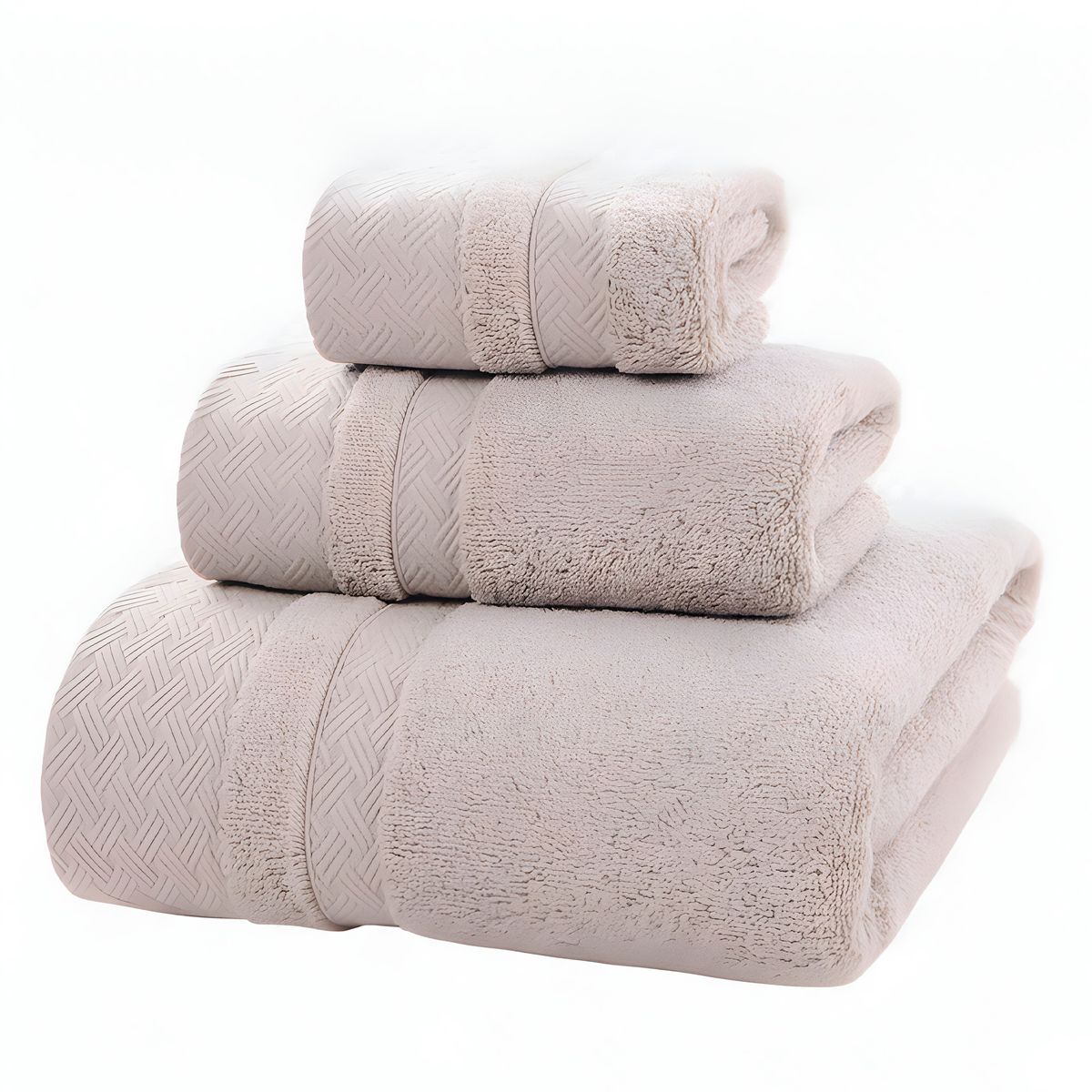 GENERICO - Juego 3 Toallas Algodón Absorbente Beige Tamaños Cuadrados