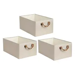 HD HOGAR SPA - Pack 3 Caja De Almacenamiento De Ropa Plegable Color Beige