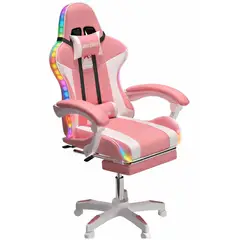 HELL CASTLE - Silla Gamer Rgb Profesional Reclinable Con Luz Variable rosado