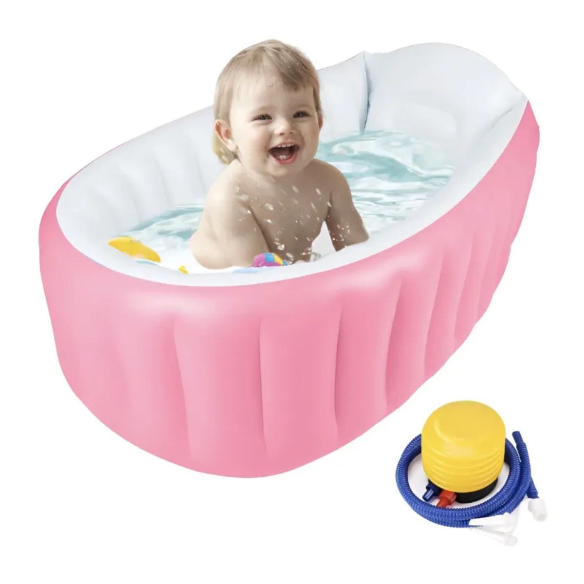 GENERICO - Bañera Inflable Plegable Portátil Para Bebés Con Bomba Aire ROSA