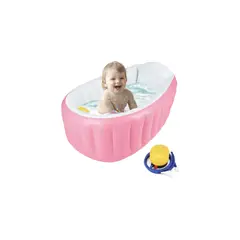 GENERICO - Bañera Inflable Plegable Portátil Para Bebés Con Bomba Aire ROSA