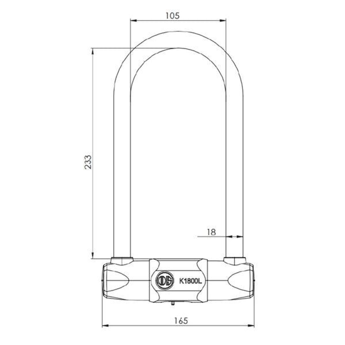 ODIS - CANDADO BICICLETA U-LOCK ODIS K1800L 18X233MM