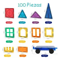 MUNDO MAGIA - Juego De Bloques De Construcción Magnéticos 3d 100 Piezas