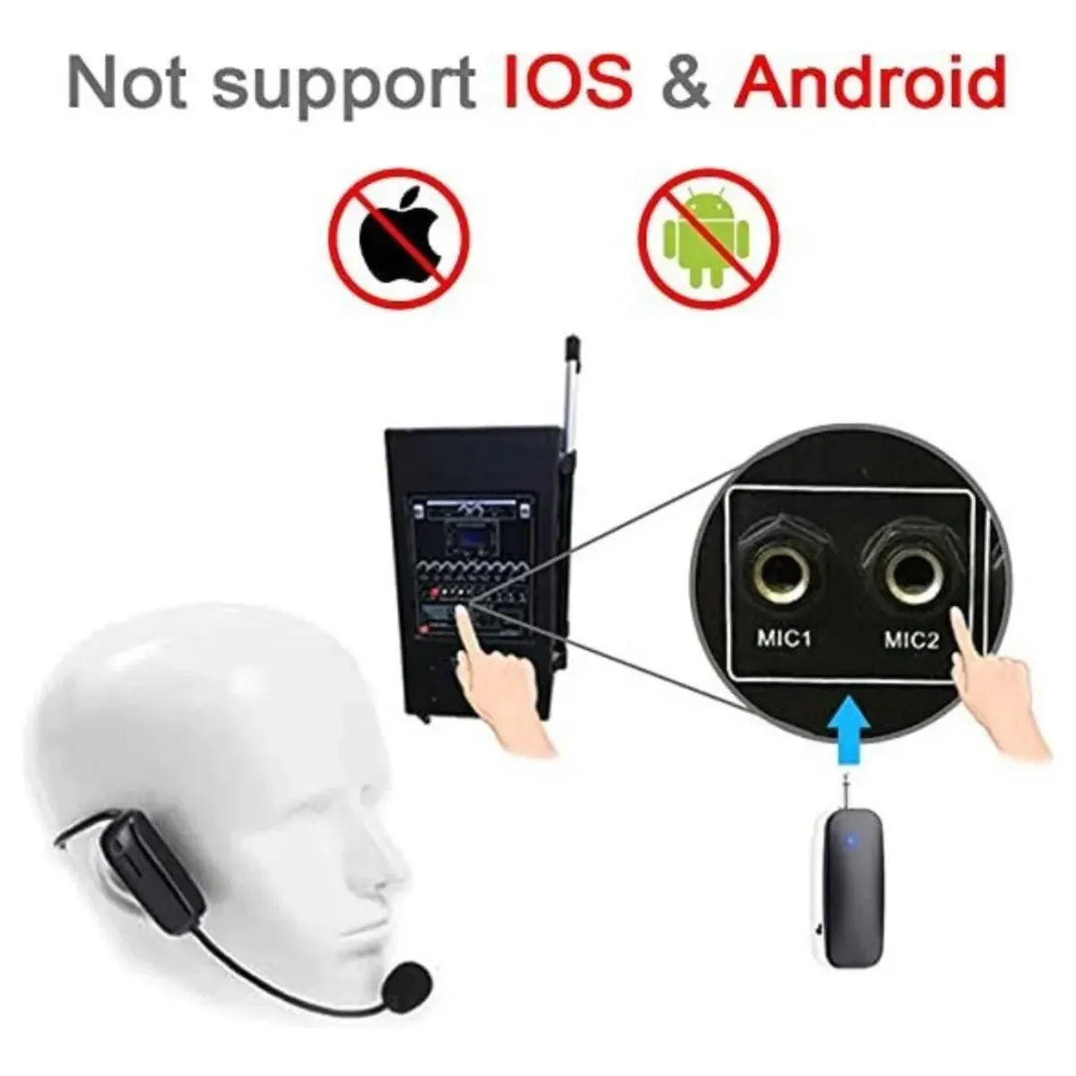 GENERICO - Microfono Megafono Inalambrico Amplificador De Voz Bluetooth Color Negro