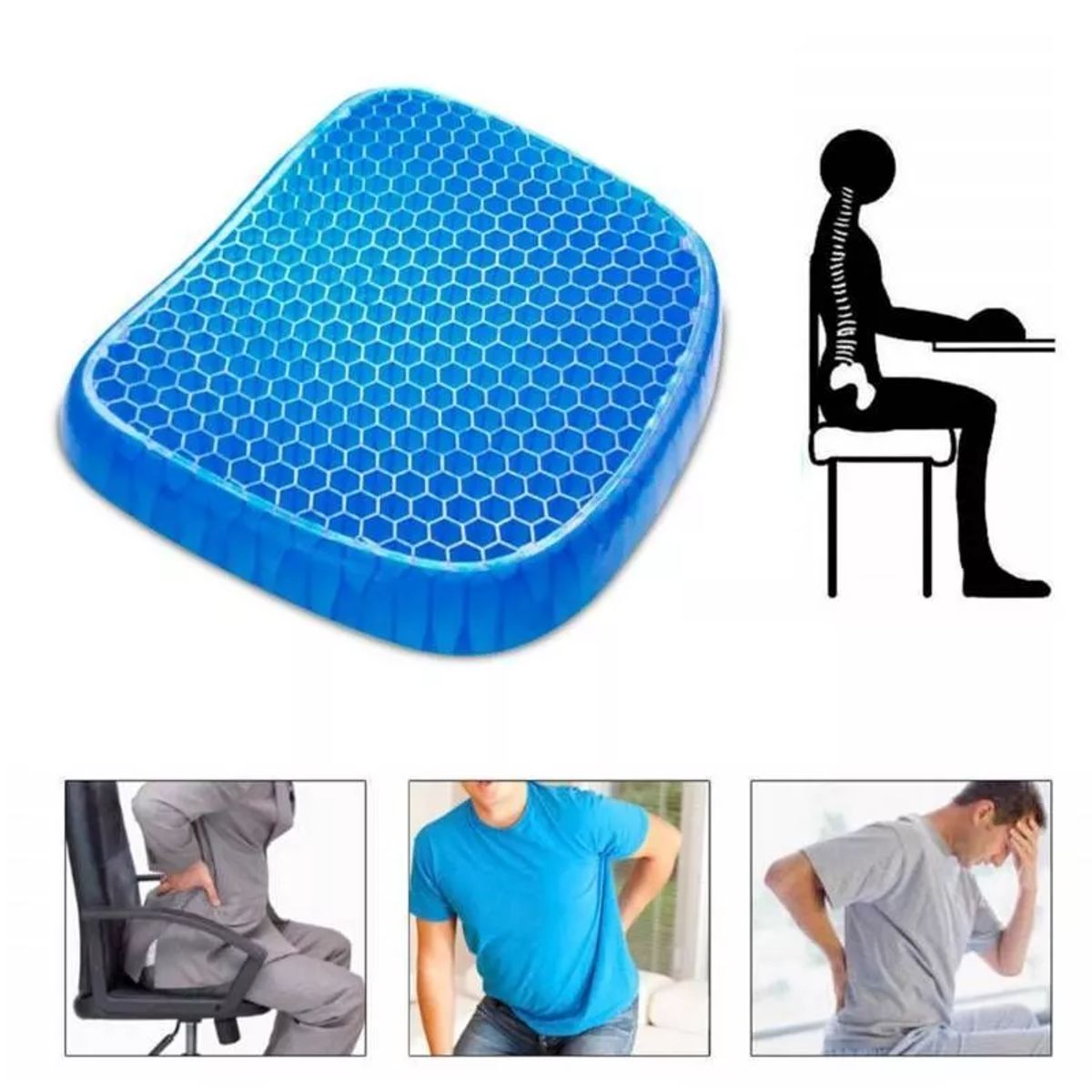 GENERICO - Cojín Gel Ortopédico Ergonómico Asiento Auto Oficina Hogar