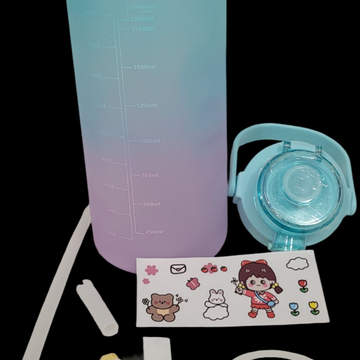 GENERICO - Botella Agua Motivacional Indicador Medida 2 Litros Stickers