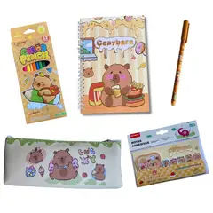 MOTARRO - Pack escolar Capibara - Estuche lápices libreta y más